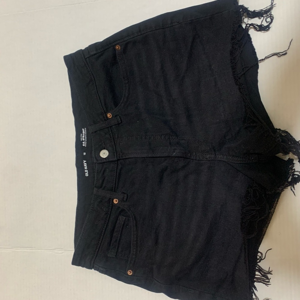 Old Navy Black Frayed Hem Denim Shorts